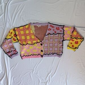 Vibrant Patchwork Cardigan Sweater